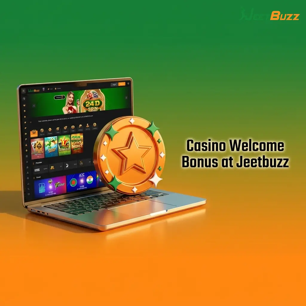 Jeetbuzz casino welcome bonus showing 7 Lucky Spins, 25% cashback on live casino and 50% sports refund offer