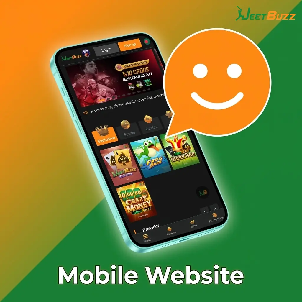 Jeetbuzz mobile website interface showing sports betting and casino games optimised for smartphone browsers