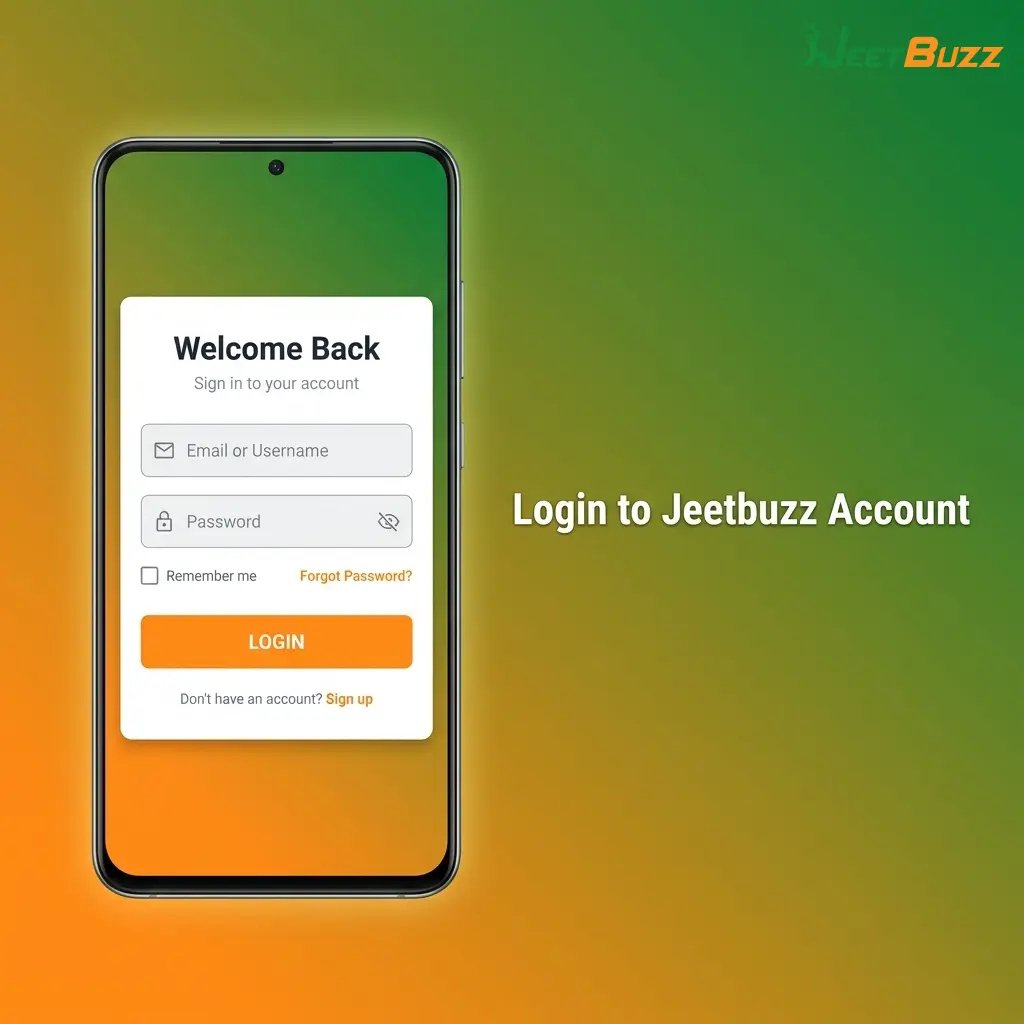 Jeetbuzz account login page showing step-by-step sign in process with credential entry and OTP verification