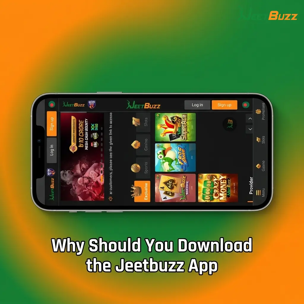 Jeetbuzz app for Bangladesh players featuring BKash payments, live betting, Bengali support, and 7 free spins on registration.